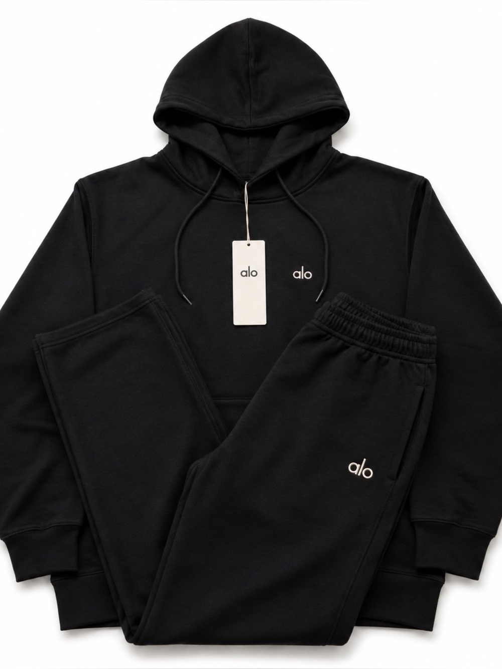 Alo Black Logo Hoodie & Pants Set